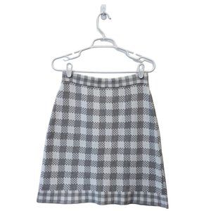 Black Fleece by Thom Browne Grey Gingham Knit Skirt